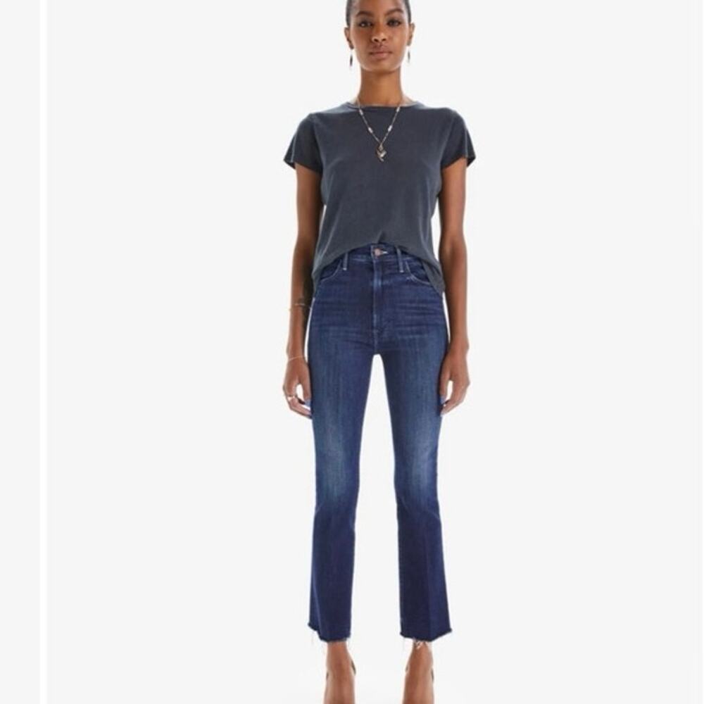 MOTHER Dark Blue High-Rise Flare Jeans - Hustler Ankle